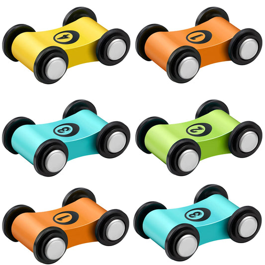 Lragvtbk wooden mini cars colorful set enhances hand-eye coordination during play.