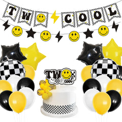 Lsaepon Two Cool banner and cake topper for quick, festive party setup.