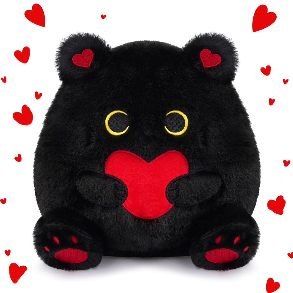 LSYDCARM black cat plush 8 inch with heart held, cuddly and gift-ready