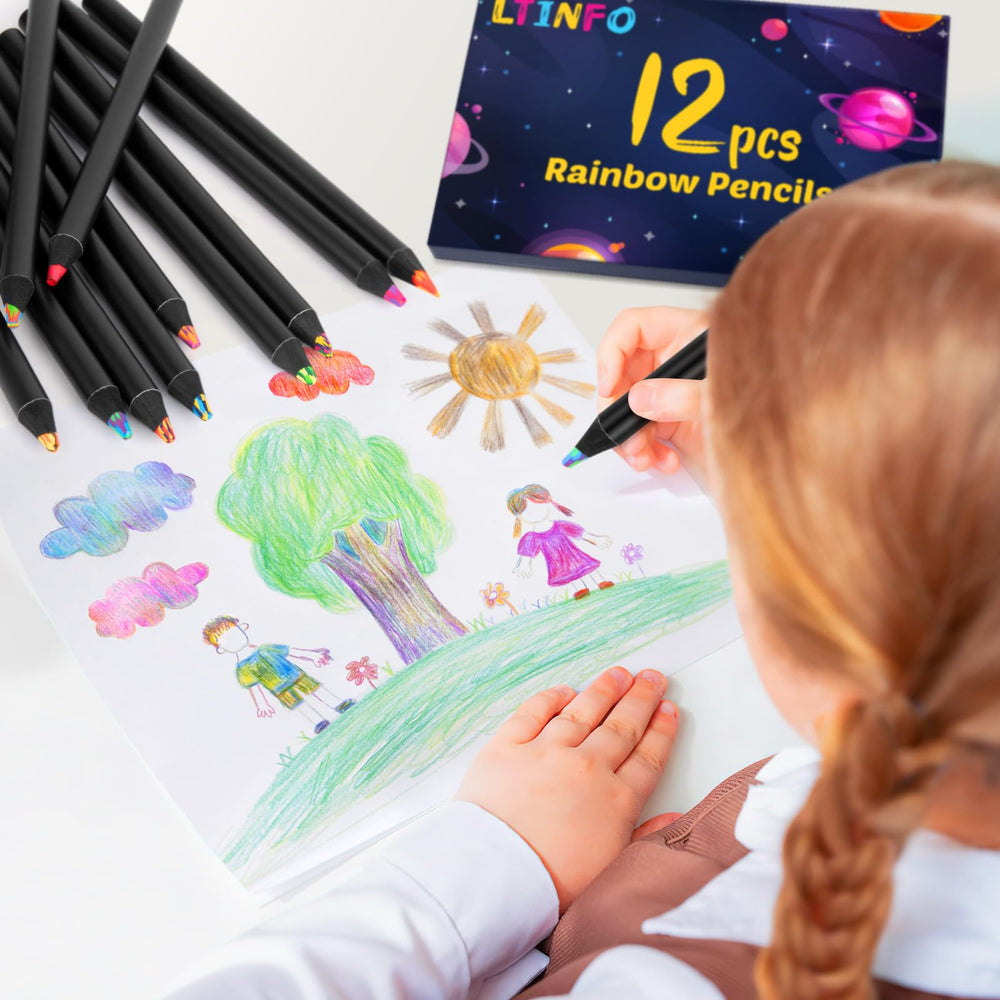 LTINFO Rainbow Pencils ideal for kids' art at home or school projects.