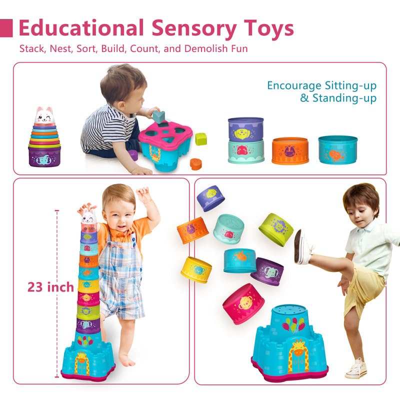 LTKFFFdp stackable cups-sorter promotes grip and hand-eye coordination.