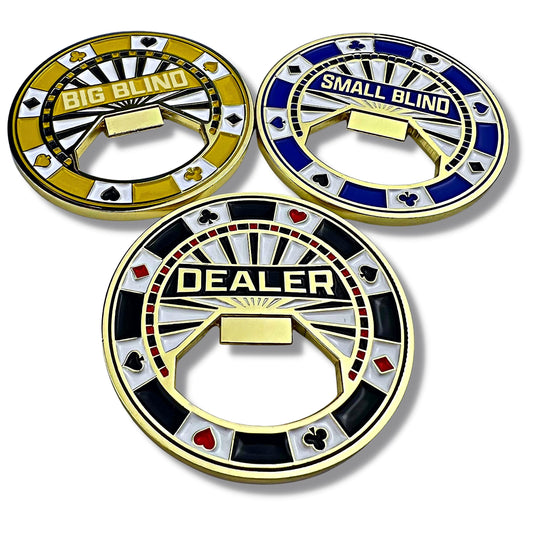 Luck Lab dealer button bottle opener 2inch for easy role tracking at the table.