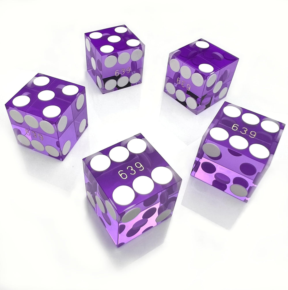 Luck Lab leather purple dice case holds five dice securely.