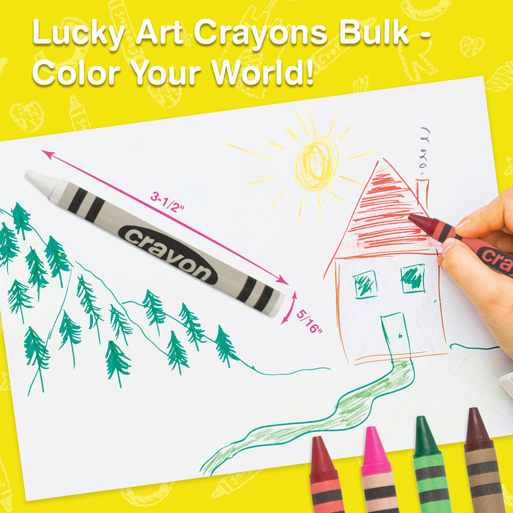 Lucky Art Crayonology regular-size crayons 5/16 x 3-1/2 inches for smooth color application.