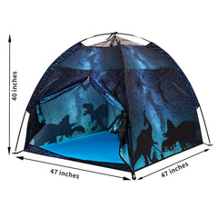Lucky Castle Kids Play Tent black dinosaur design sparks creativity.