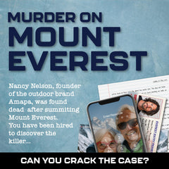 Lucky Egg MMC Murder on Mount Everest evidence pieces laid out for detective gameplay