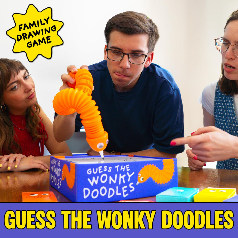 Lucky Egg Wonky Doodles team guessing during a fast-paced party.