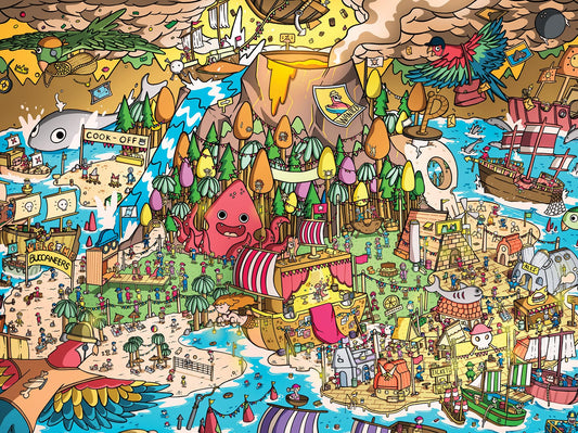 Lucky Puzzles Pirates Paradise market stalls bursting with color for family puzzle night