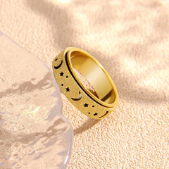 LuckyAmor anti-stress spinning ring shown as discreet accessory.