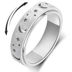 LuckyAmor anxiety ring moon-star outer band spins smoothly for daily fidget use