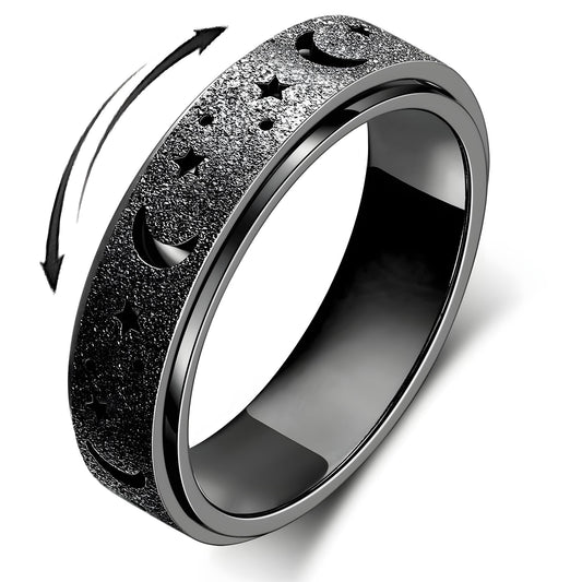 LuckyAmor anxiety ring with moon-star spinner for women, easing focus during tense moments