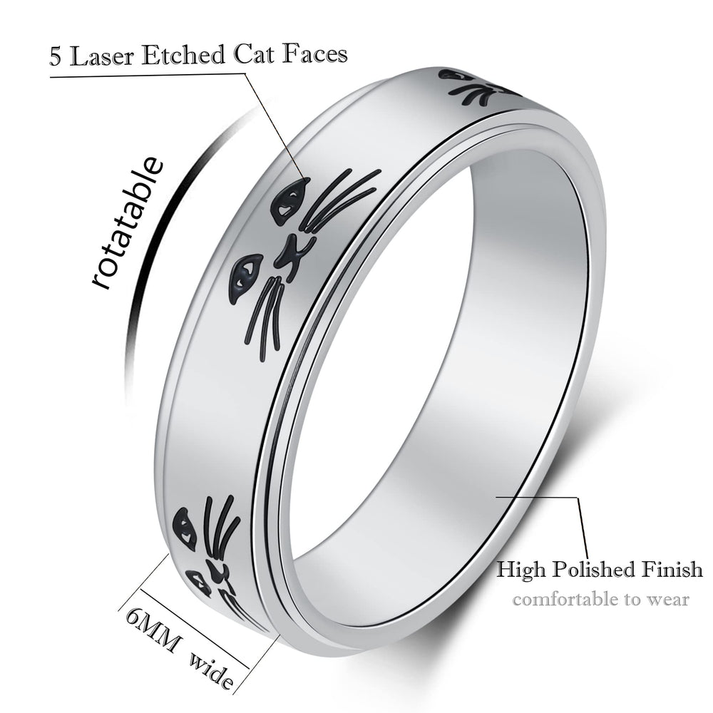 LuckyAmor stainless steel spinner ring on finger highlighting hypoallergenic finish.