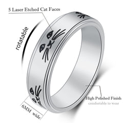 LuckyAmor stainless steel spinner ring on finger highlighting hypoallergenic finish.