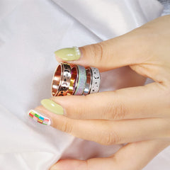 LuckyAmor spinner ring in gold finish rotating smoothly for calm focus