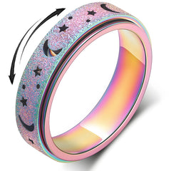 LuckyAmor anxiety ring moon-star outer band shown for calming daily wear