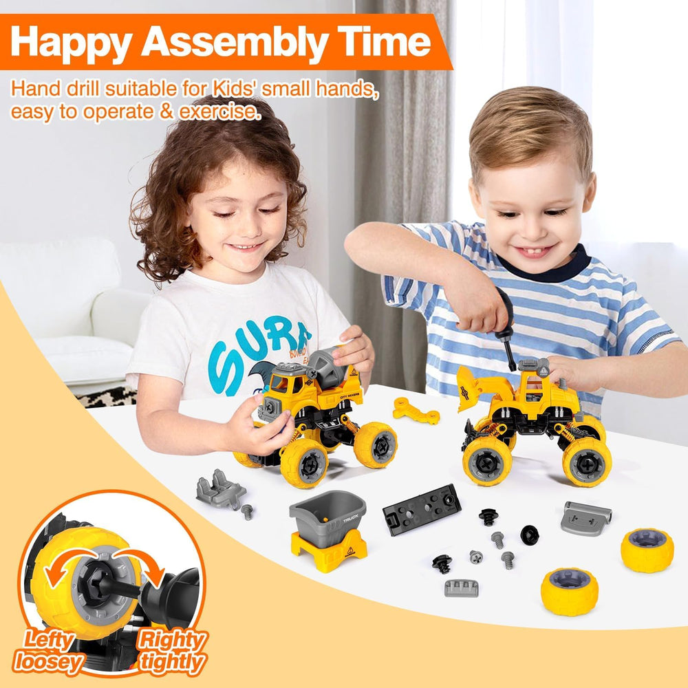 LUDILO take apart cement mixer toy with rotating drum for immersive learning