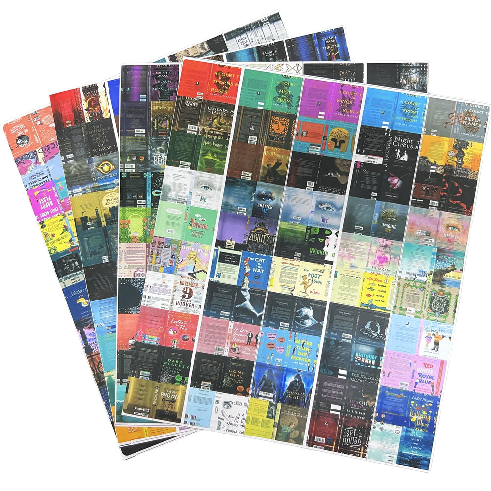 LUFEEMGA 200pcs mini book cover stickers—front cover design for realistic dollhouse books.