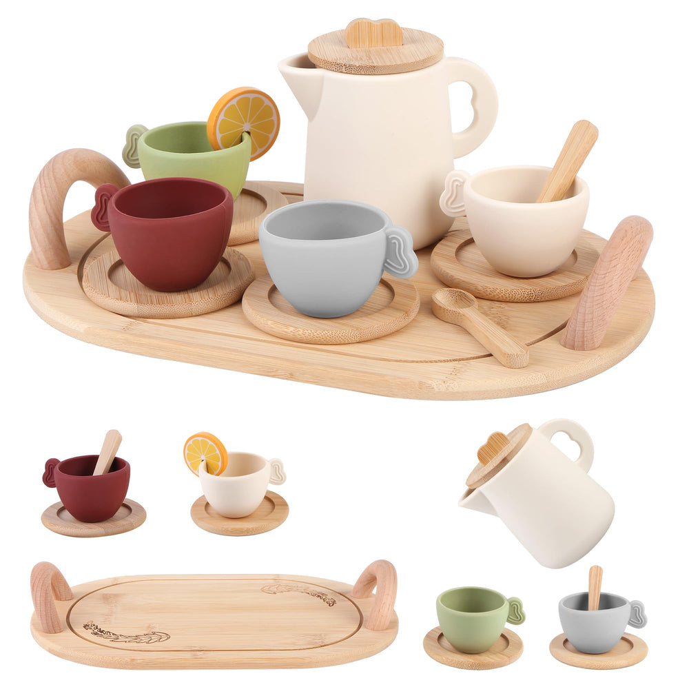 Lufstd teapot with lid for safe, imaginative tea service