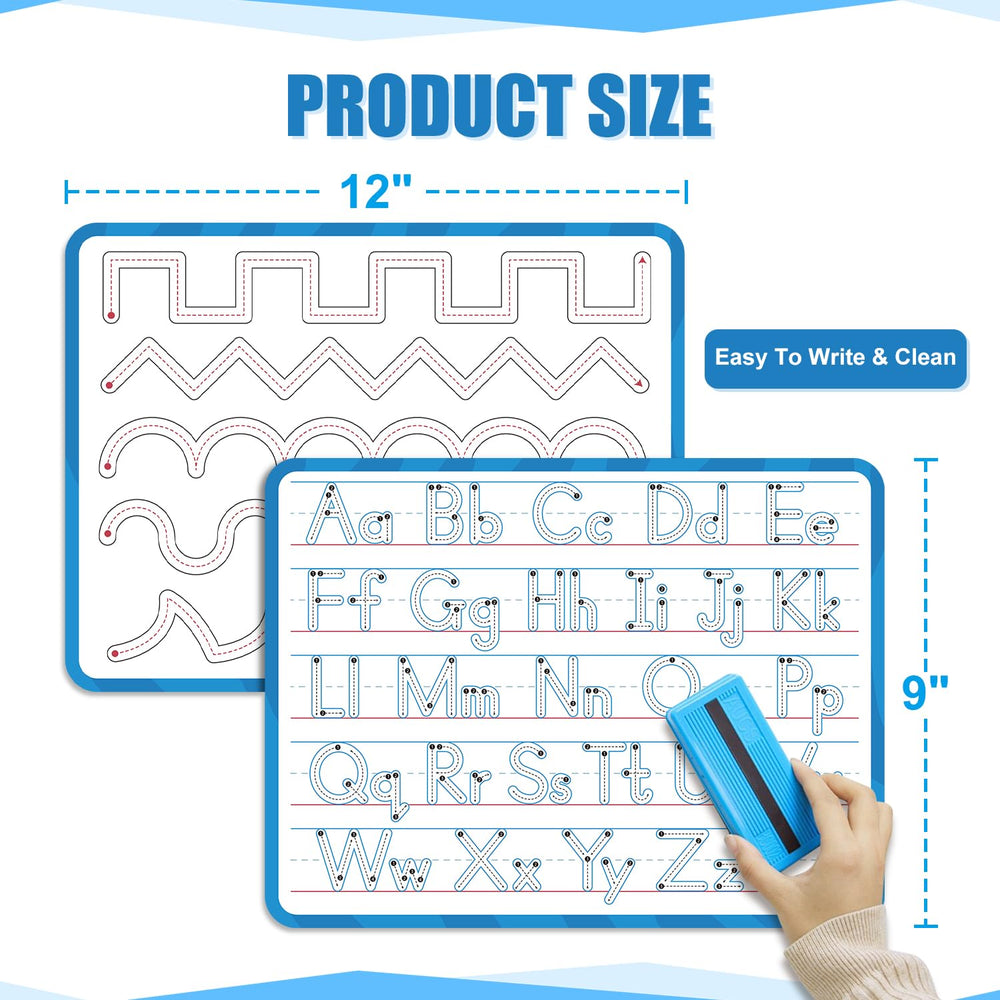 LUHEAGU dry erase surface is easy to wipe clean after tracing practice.