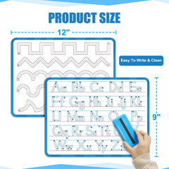 LUHEAGU dry erase surface is easy to wipe clean after tracing practice.
