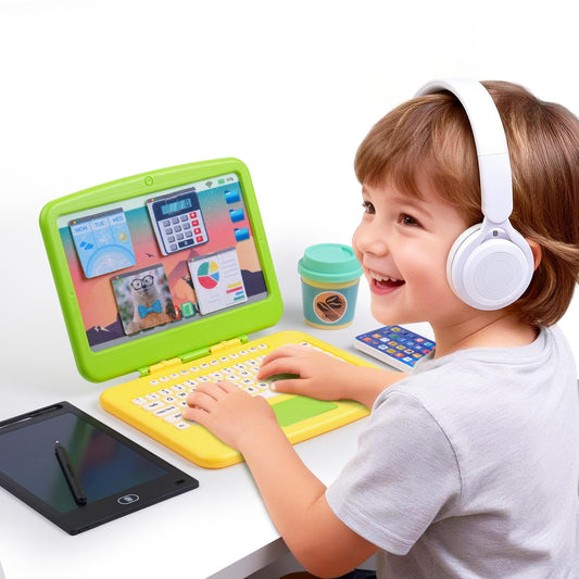 Lullulii Kids Office laptop image showing friendly design for imaginative play and fine motor skills