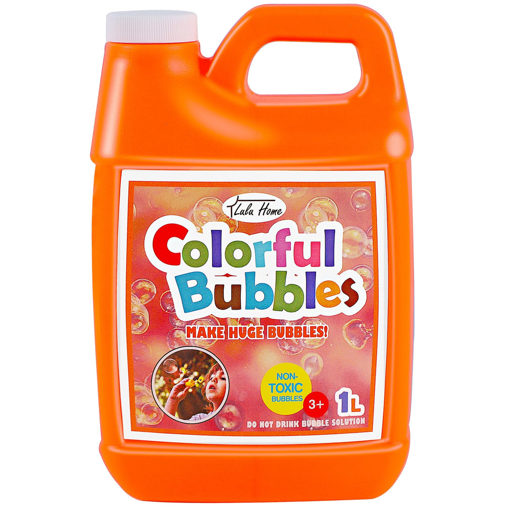 Lulu Home concentrated bubble solution bottle ready for quick toy bubble refills.