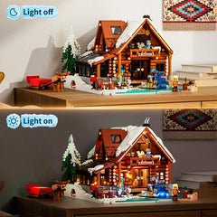 Lumibricks Aurora Cabin with glass roof detail showing authentic arctic architecture.