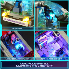 Lumibricks Cyberpunk Future-Bus neon lighting for a sci-fi glow