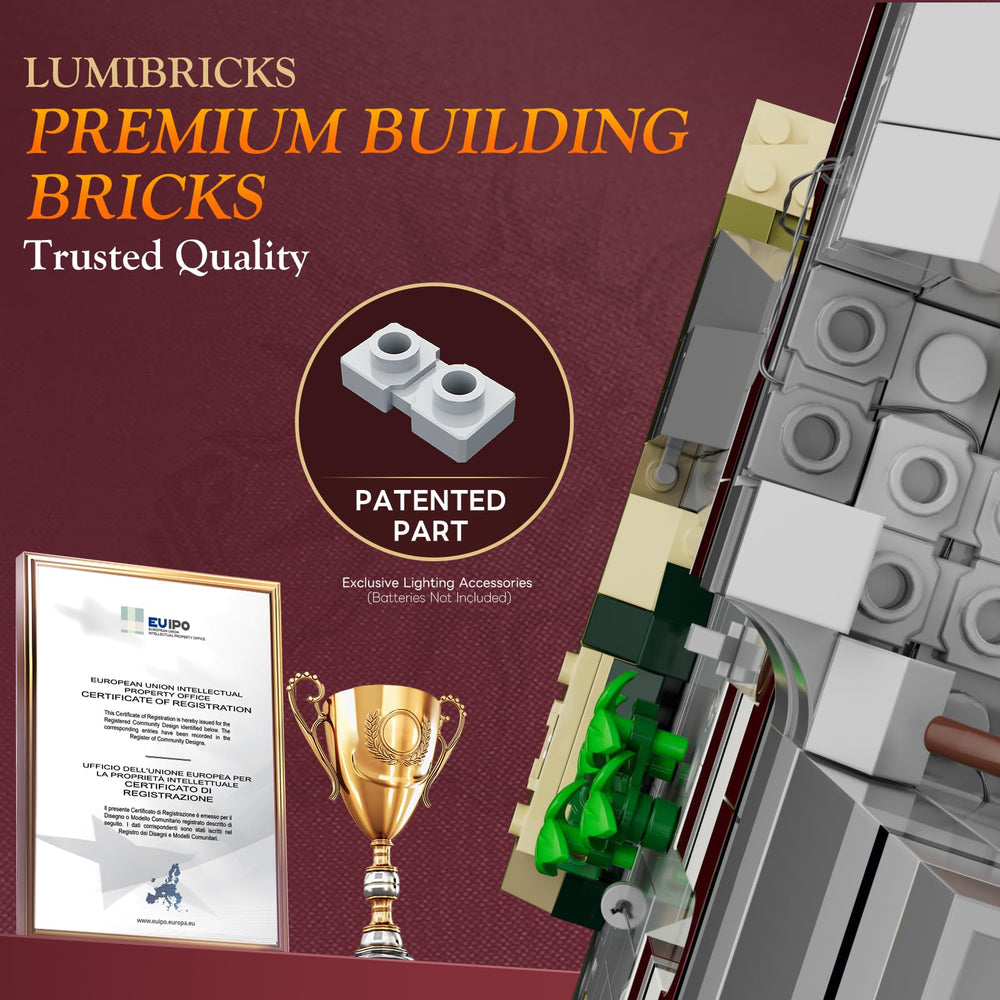 Lumibricks Drawbridge mechanism enabling immersive castle play and display.