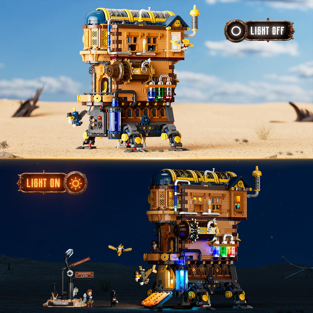 Lumibricks Mecha-Alchemist Moving Castle interior detail highlights glowing potions for immersive storytelling