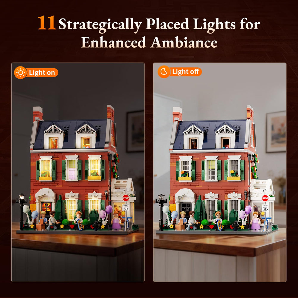 Lumibricks Redbrick Row House bedroom ambience with gentle LED light