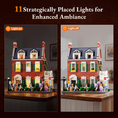 Lumibricks Redbrick Row House bedroom ambience with gentle LED light