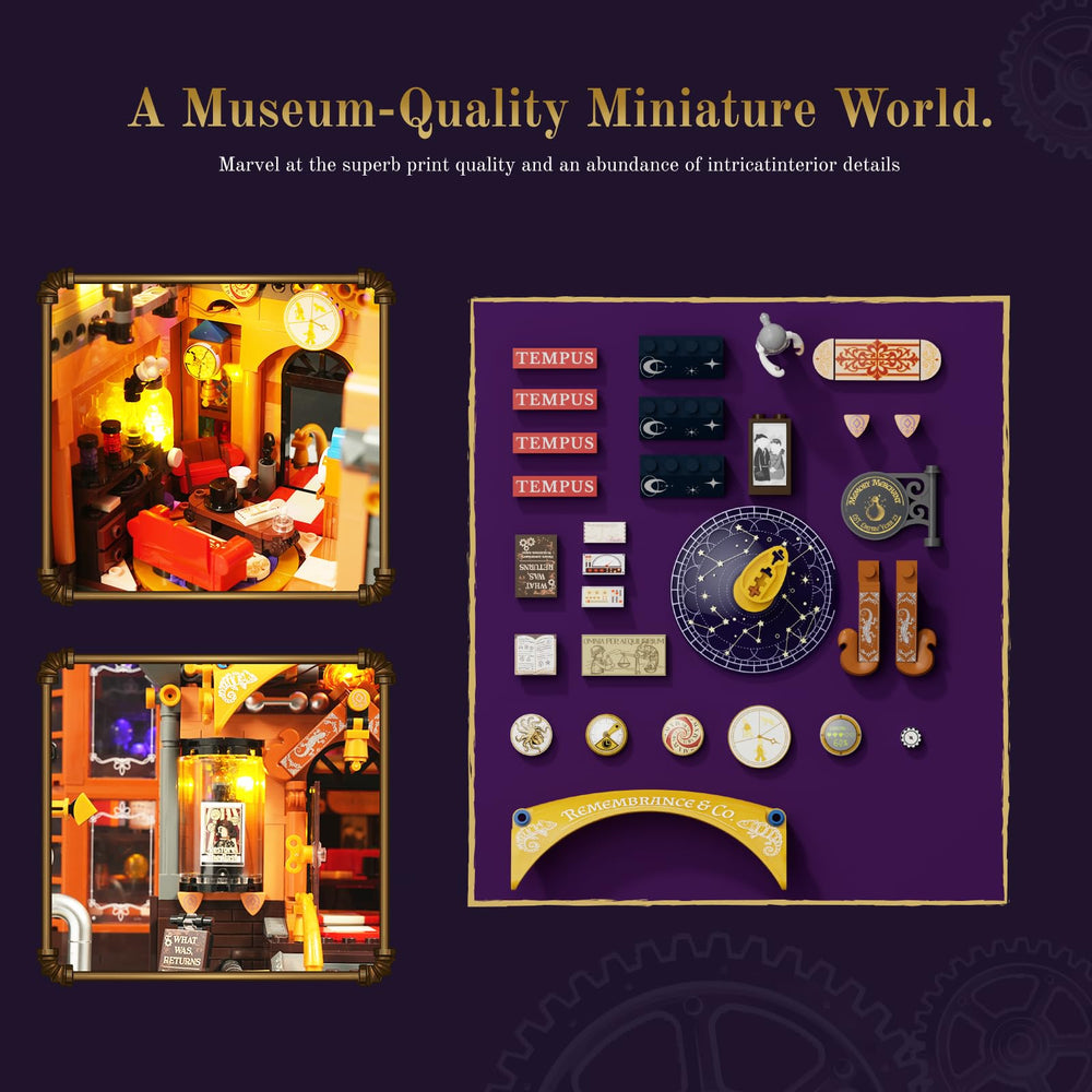 Lumibricks gear-operated elevator moves a passenger for a tactile display moment.