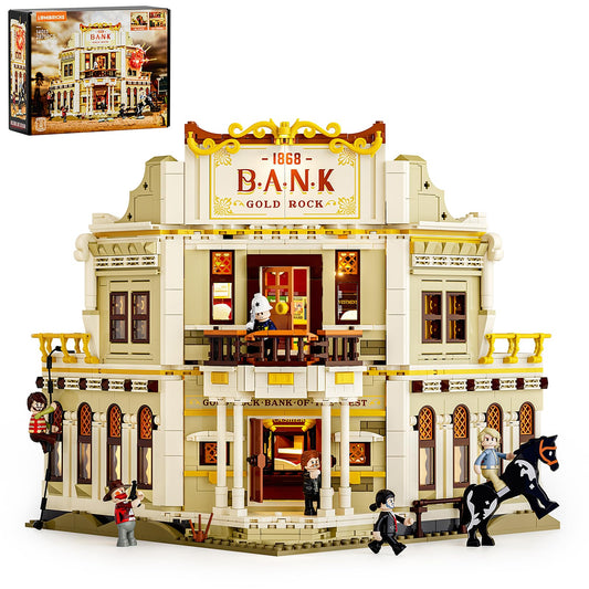 Lumibricks Western Bank Heist exterior for dramatic display and frontier storytelling.