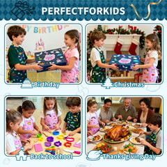 Lumiparty kids chef apron set green dinosaurs, boosts creative role play