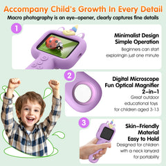 Lumiscp portable pocket microscope with unicorn cover for outdoor learning