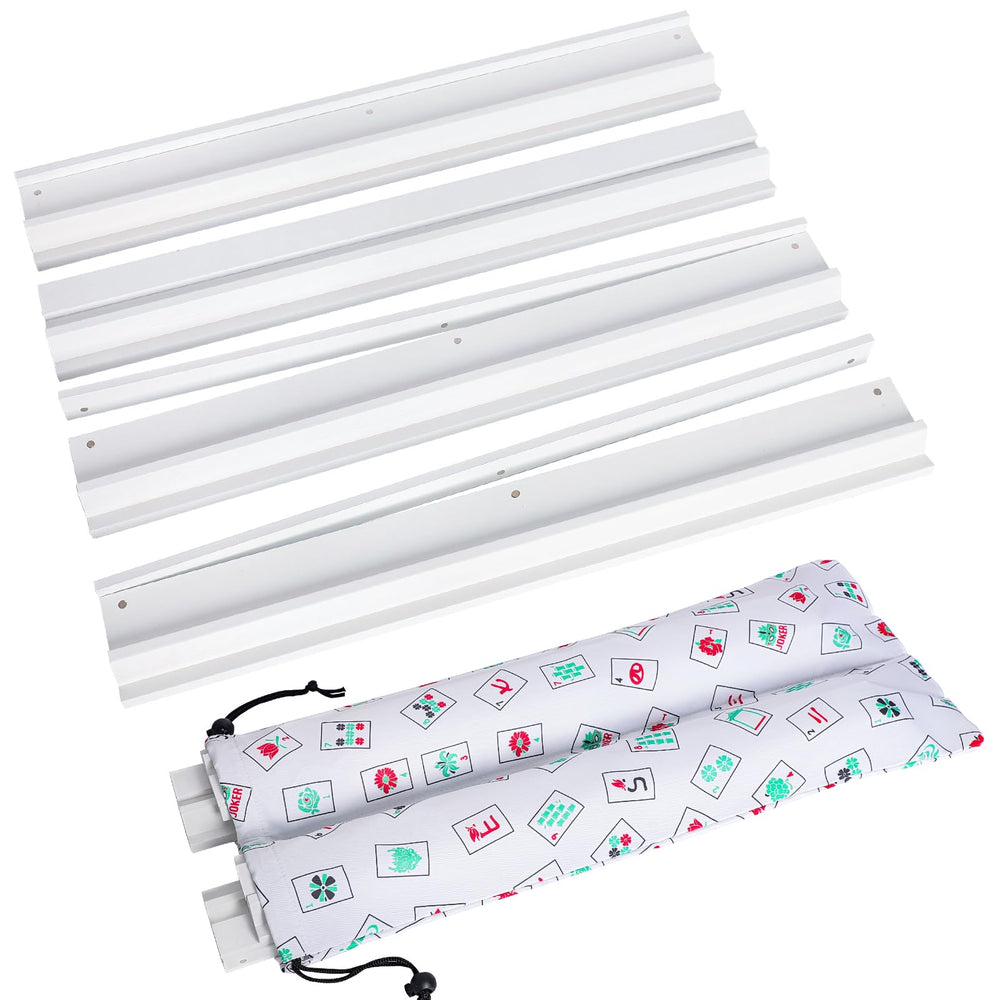 LUMIVIA Mahjong Racks with Pushers showcase sturdy wooden construction for durable play