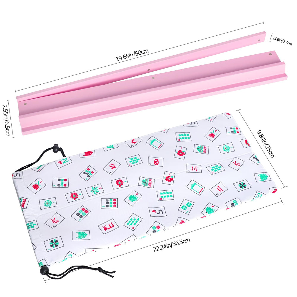 Lumivia pink wooden mahjong racks on a game table.