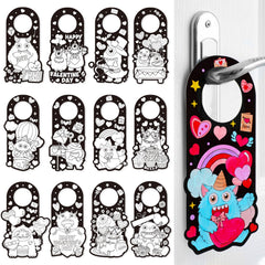 Lunmon Valentine monster door knob hanger colorable art for classroom decor and gifts
