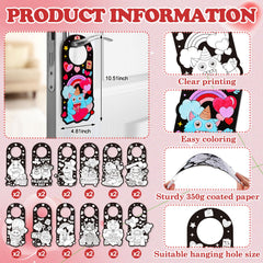Lunmon color-your-own monster doorknob sign ideal for kids crafts and home party décor