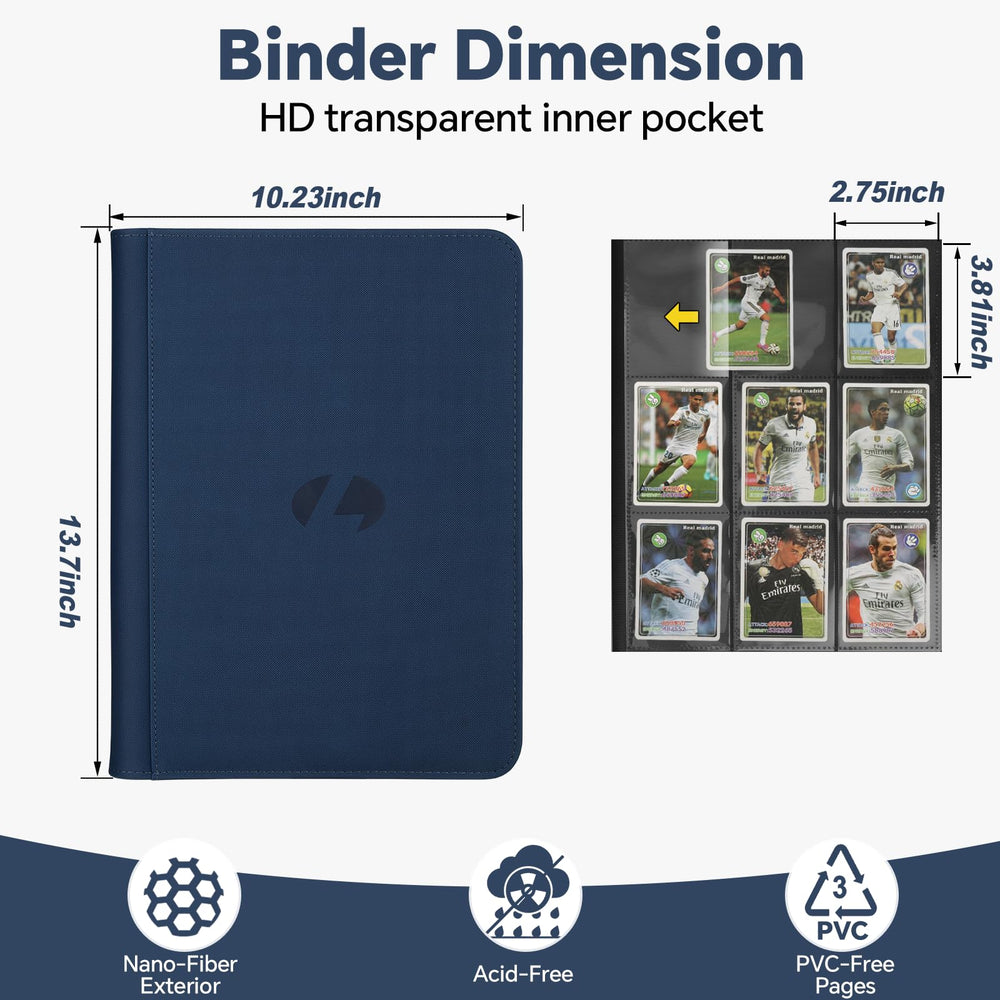LUNNSHO trading card binder inside pages offer 9-pocket per side for organized card display.