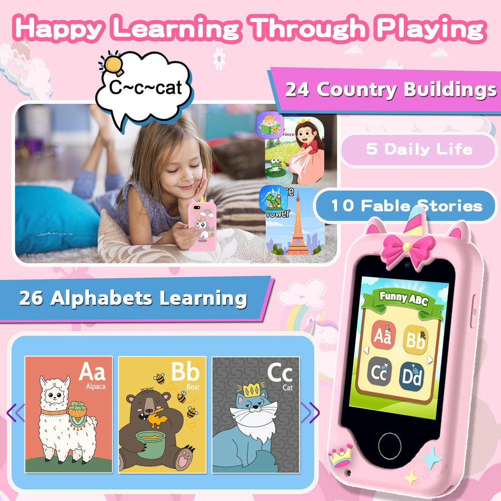 Luoba Kids Phone ABC learning mode supports early literacy through sounds.
