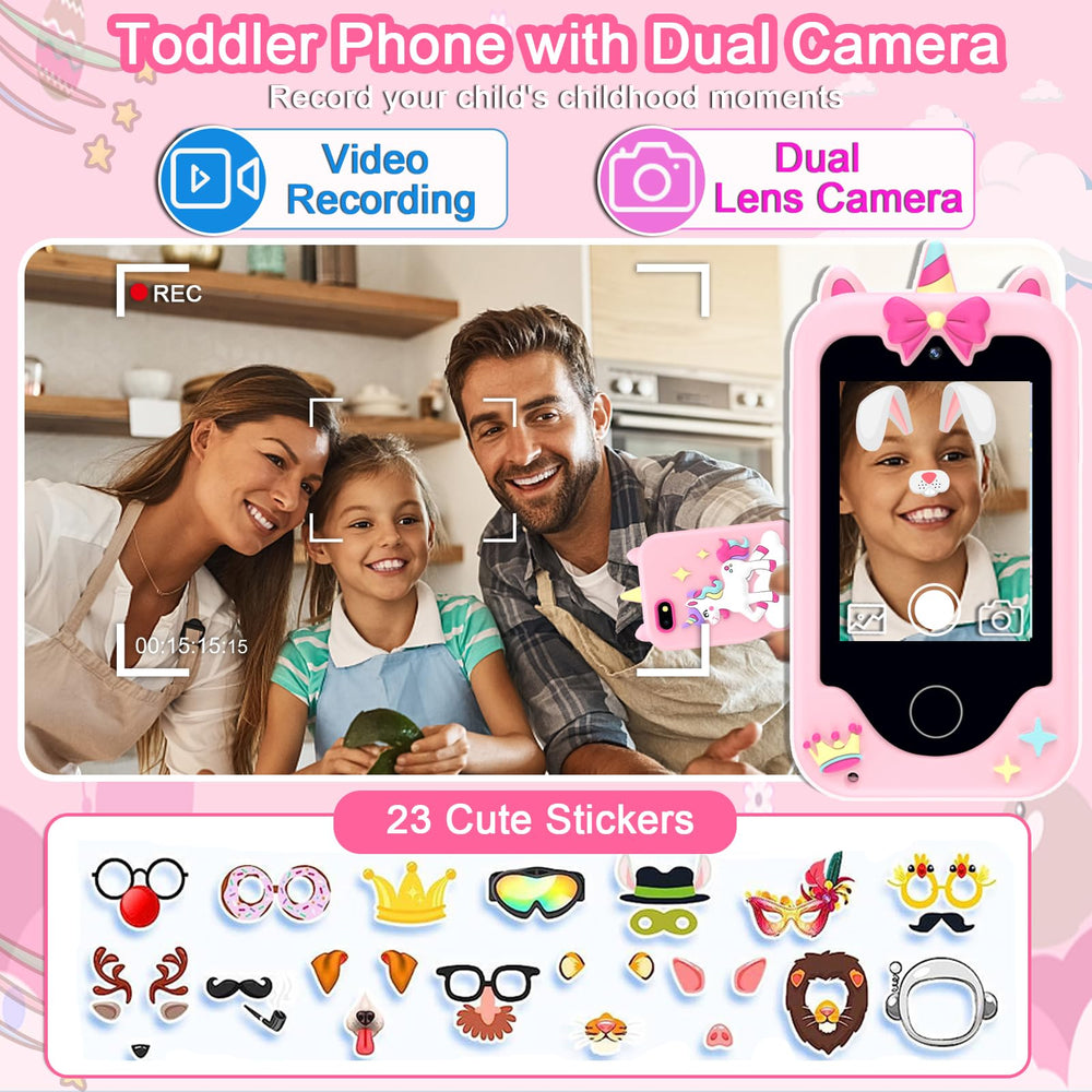 Luoba Kids Phone dual-camera setup enables quick selfies with family.