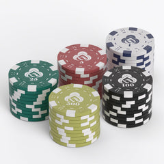 LUOBAO white poker chip close-up with clean, classic gaming look