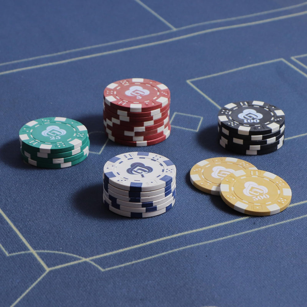 LUOBAO poker chips arranged on table for a complete game night