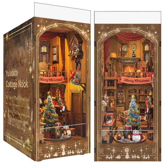 Luuwik Christmas Cottage 3D puzzle with LED lights brightens your shelf.
