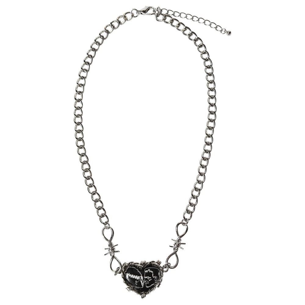 LUV HER Kids Universal Monsters Necklace with Bride of Frankenstein pendant, perfect for costume parties.
