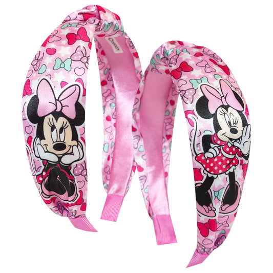 LUV HER Minnie knotted headband pink front view for cheerful everyday styling.