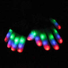 Luwint flashing gloves in action at a night stage performance