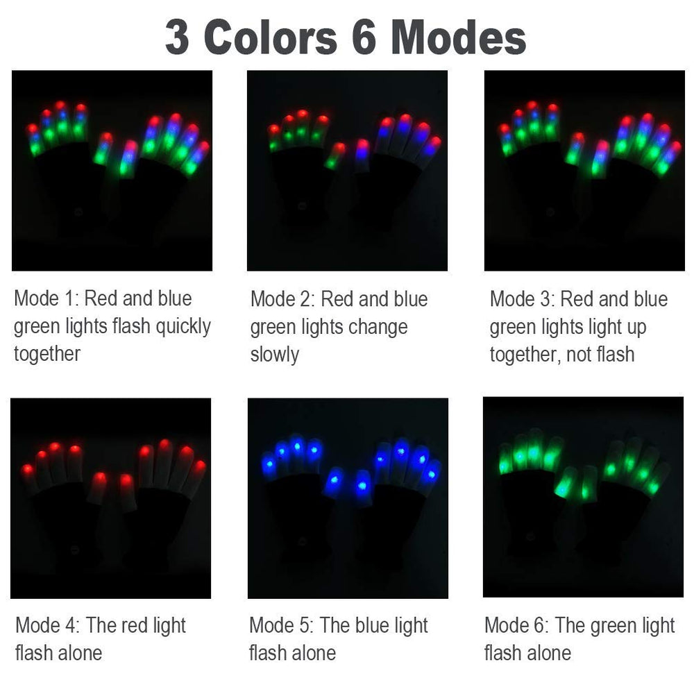 Luwint LED gloves on stage showcasing three color LEDs